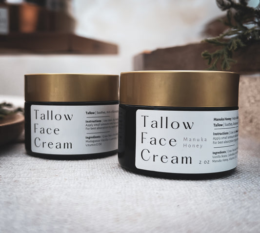 Manuka Honey + Tallow Face Cream | PURE Grass Fed + Finished Beef Suet